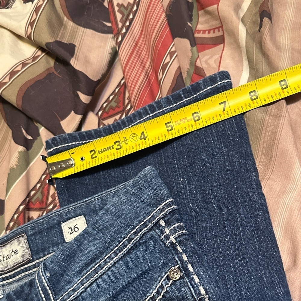 763.   BKE Starlite Blue Cropped Jeans with White Stitching size 26 - Picture 9 of 11
